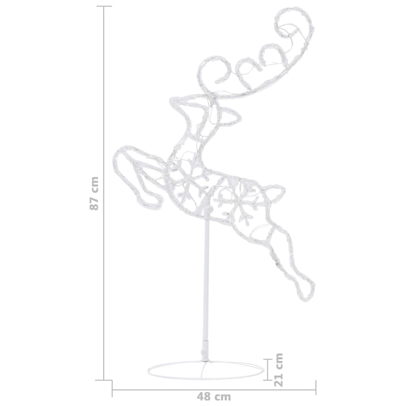 vidaXL Acrylic Christmas Flying Reindeer&Sleigh 260x21x87cm Cold White