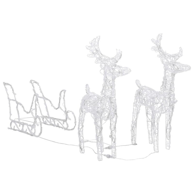 vidaXL Reindeers & Sleigh Christmas Decoration 160 LEDs 130 cm Acrylic