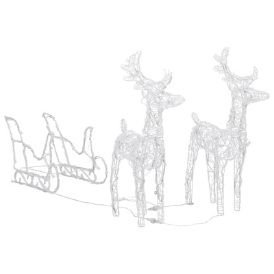 vidaXL Reindeers & Sleigh Christmas Decoration 160 LEDs 130 cm Acrylic