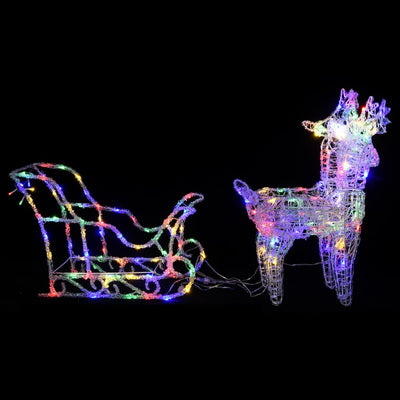 vidaXL Reindeers & Sleigh Christmas Decoration 160 LEDs 130 cm Acrylic