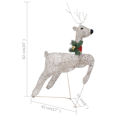 vidaXL Reindeer & Sleigh Christmas Decoration 100 LEDs Outdoor Gold