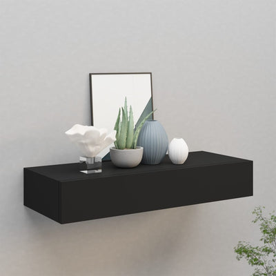 vidaXL Wall-mounted Drawer Shelf Black 40x23.5x10cm MDF