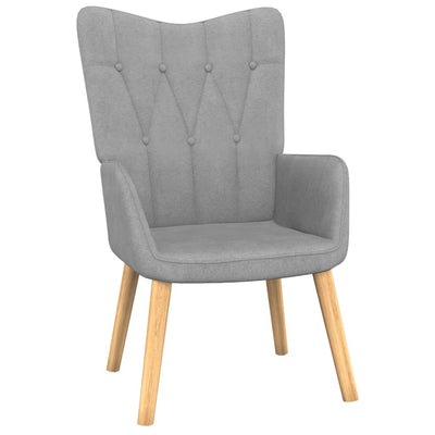 vidaXL Relaxing Chair with a Stool Light Grey Fabric