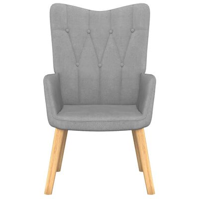 vidaXL Relaxing Chair with a Stool Light Grey Fabric