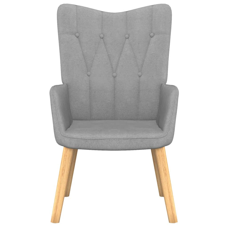 vidaXL Relaxing Chair with a Stool Light Grey Fabric