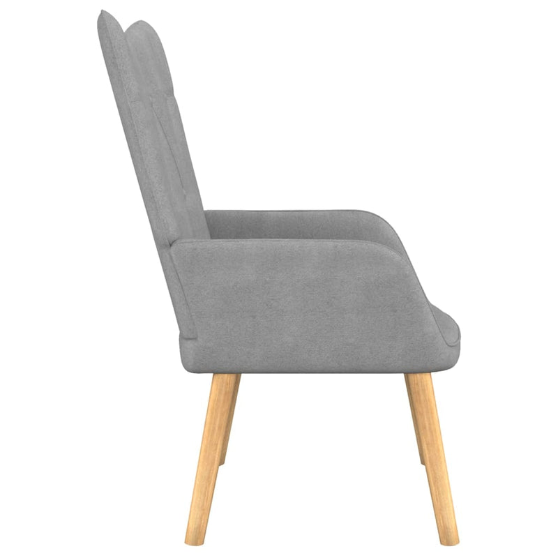 vidaXL Relaxing Chair with a Stool Light Grey Fabric