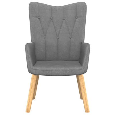 vidaXL Relaxing Chair with a Stool Light Grey Fabric
