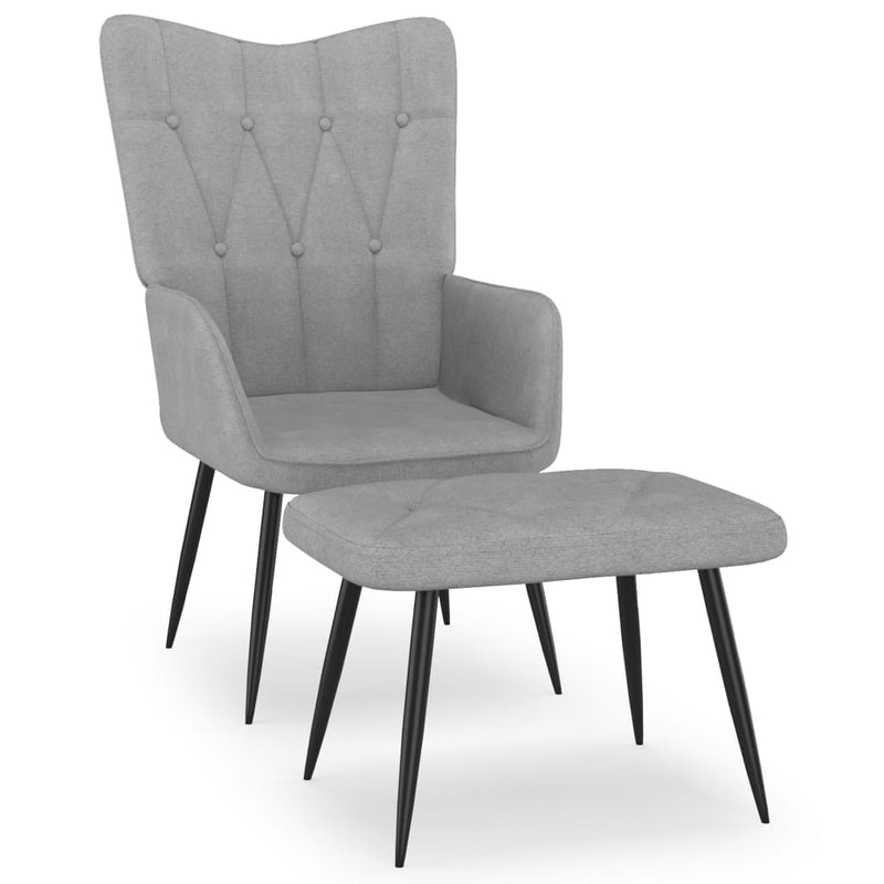 vidaXL Relaxing Chair with a Stool Dark Grey Fabric