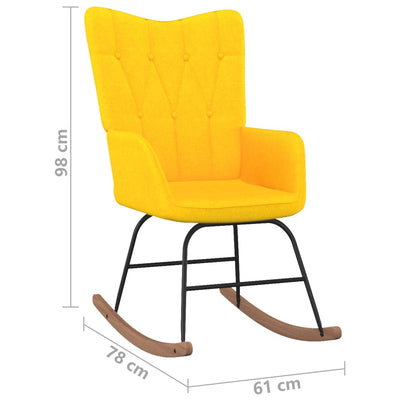vidaXL Rocking Chair with a Stool Mustard Yellow Fabric