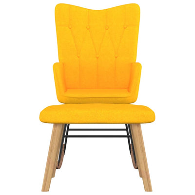 vidaXL Rocking Chair with a Stool Mustard Yellow Fabric