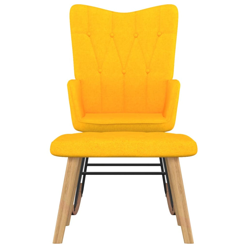 vidaXL Rocking Chair with a Stool Mustard Yellow Fabric