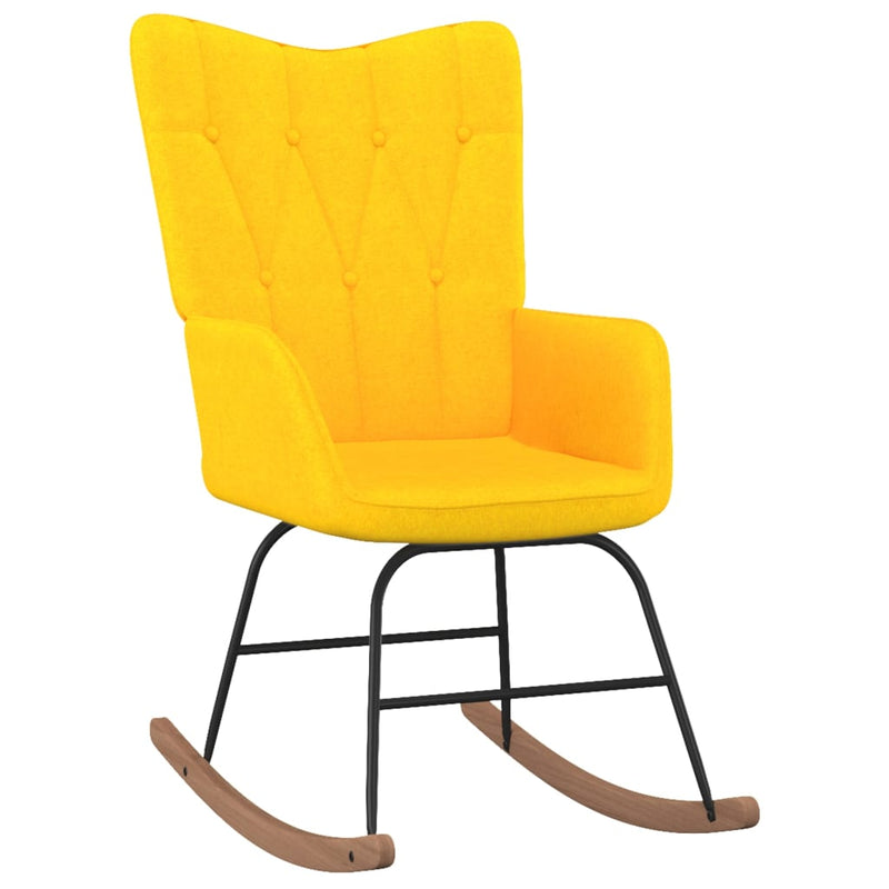 vidaXL Rocking Chair with a Stool Mustard Yellow Fabric