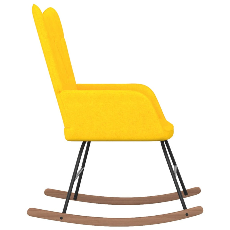 vidaXL Rocking Chair with a Stool Mustard Yellow Fabric