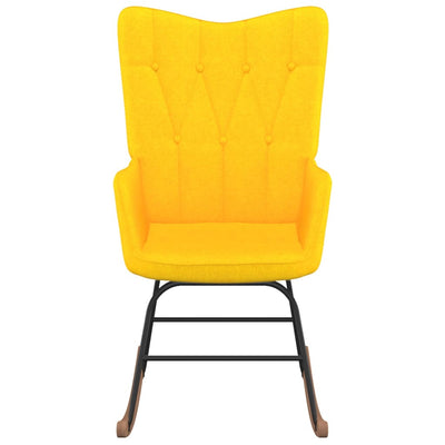 vidaXL Rocking Chair with a Stool Mustard Yellow Fabric