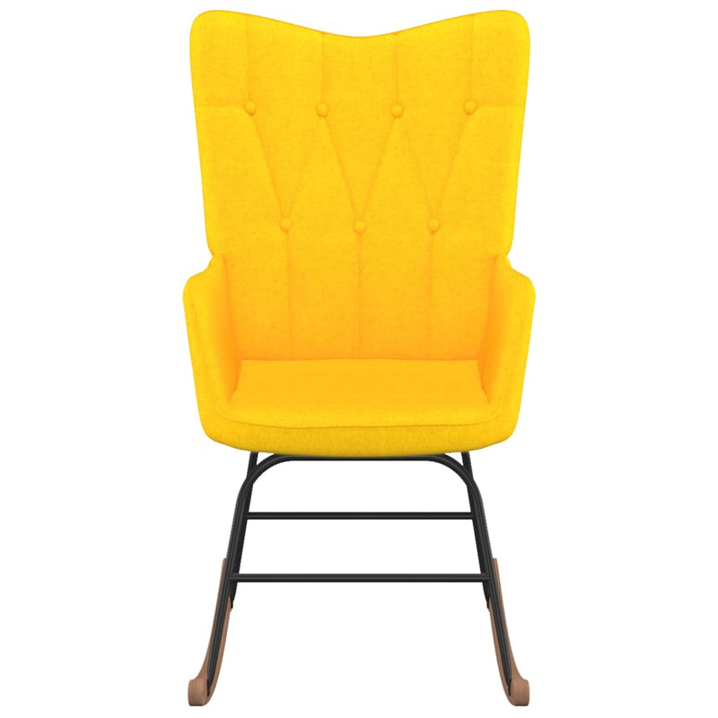 vidaXL Rocking Chair with a Stool Mustard Yellow Fabric