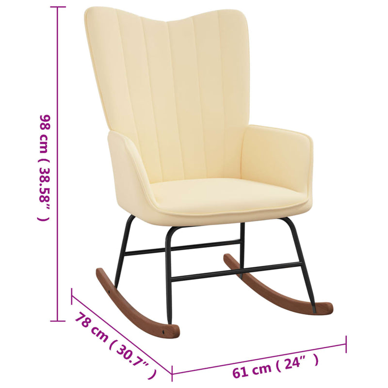 vidaXL Rocking Chair Cream White Velvet