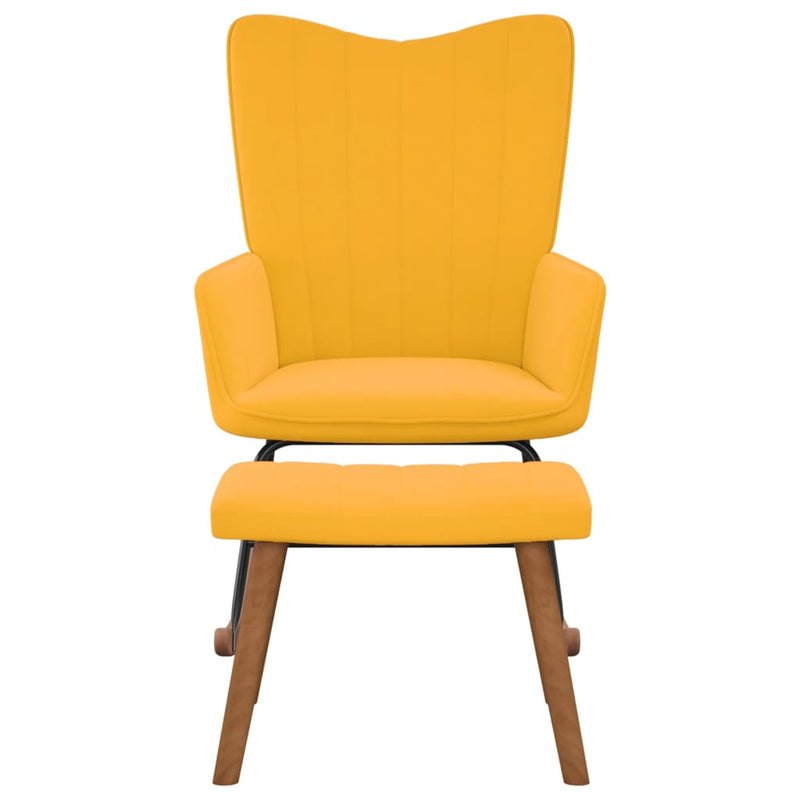 vidaXL Rocking Chair with a Stool Mustard Yellow Velvet