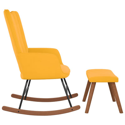 vidaXL Rocking Chair with a Stool Mustard Yellow Velvet