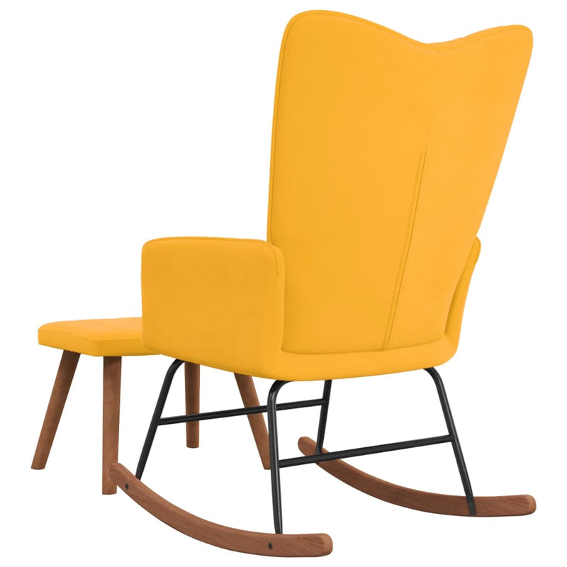 vidaXL Rocking Chair with a Stool Mustard Yellow Velvet