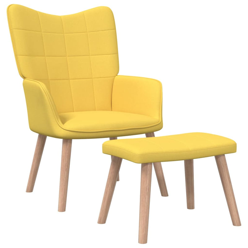 vidaXL Relaxing Chair with a Stool Mustard Yellow Fabric