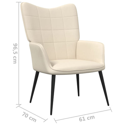 vidaXL Relaxing Chair with a Stool Cream Fabric