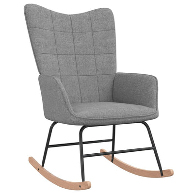 vidaXL Rocking Chair with a Stool Cream Fabric