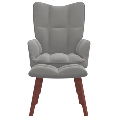 vidaXL Relaxing Chair with a Stool Cream White Velvet
