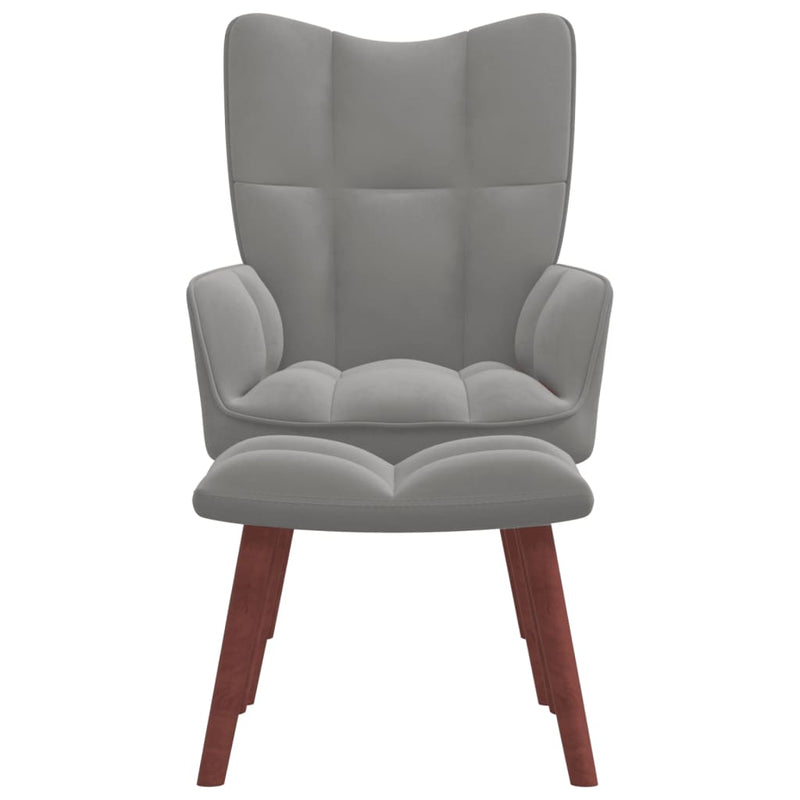 vidaXL Relaxing Chair with a Stool Cream White Velvet