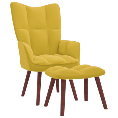 vidaXL Relaxing Chair with a Stool Cream White Velvet