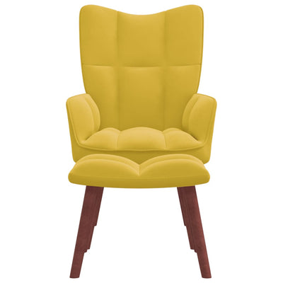 vidaXL Relaxing Chair with a Stool Cream White Velvet