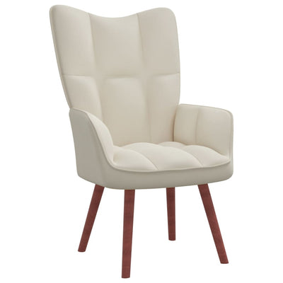 vidaXL Relaxing Chair with a Stool Cream White Velvet
