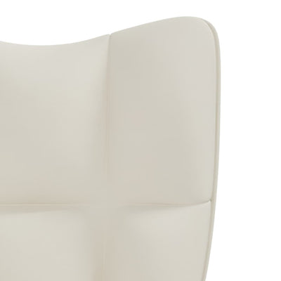 vidaXL Relaxing Chair with a Stool Cream White Velvet