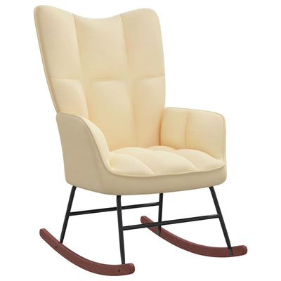 vidaXL Rocking Chair with a Stool Cream White Velvet