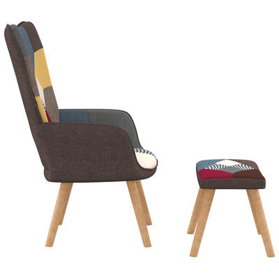 vidaXL Relaxing Chair with a Stool Patchwork Fabric