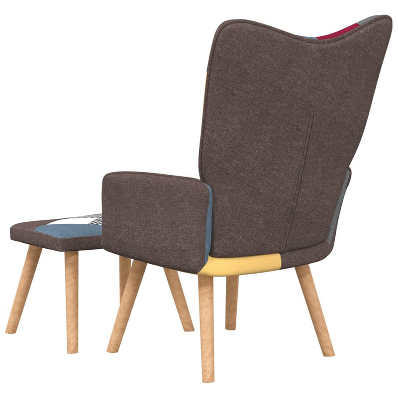 vidaXL Relaxing Chair with a Stool Patchwork Fabric