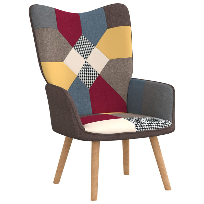 vidaXL Relaxing Chair with a Stool Patchwork Fabric