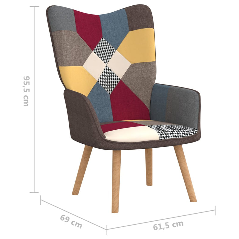 vidaXL Relaxing Chair with a Stool Patchwork Fabric
