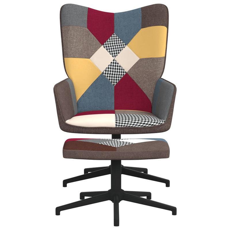vidaXL Relaxing Chair with a Stool Patchwork Fabric