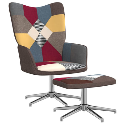 vidaXL Relaxing Chair with a Stool Patchwork Fabric