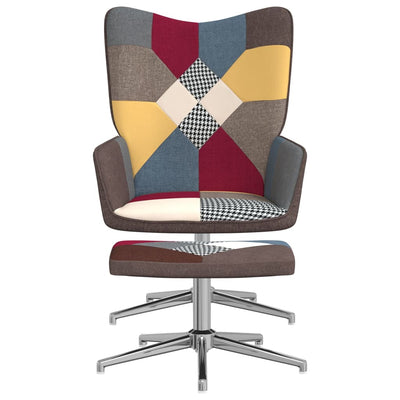 vidaXL Relaxing Chair with a Stool Patchwork Fabric