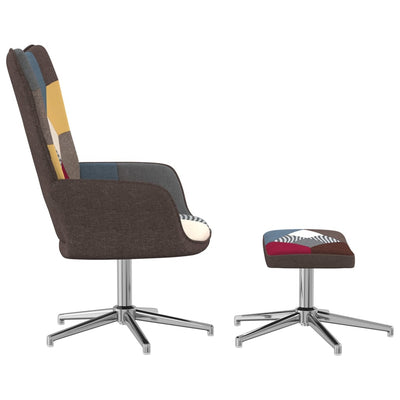 vidaXL Relaxing Chair with a Stool Patchwork Fabric