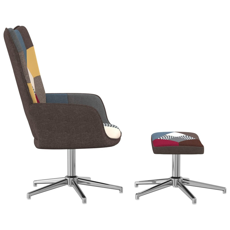 vidaXL Relaxing Chair with a Stool Patchwork Fabric