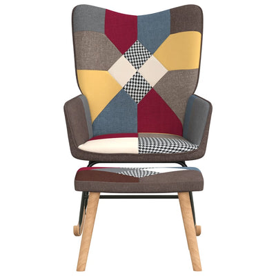vidaXL Rocking Chair with a Stool Patchwork Fabric