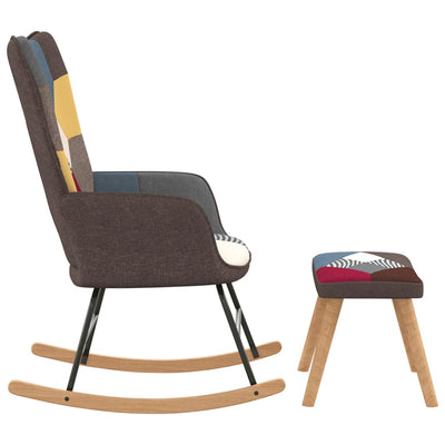 vidaXL Rocking Chair with a Stool Patchwork Fabric