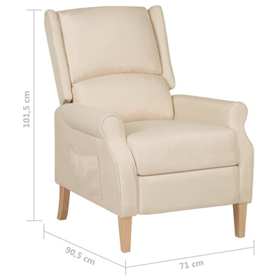 vidaXL Reclining Chair Cream Fabric