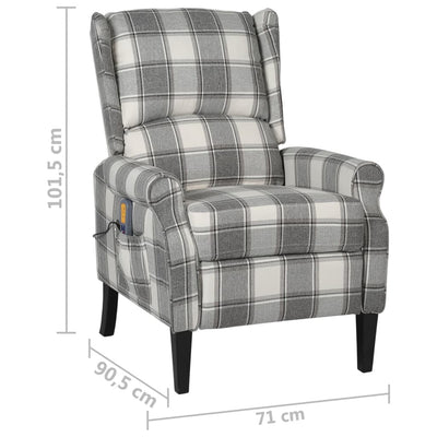 vidaXL Massage Reclining Chair White Grey Fabric