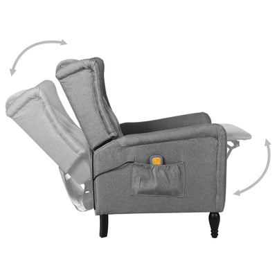 vidaXL Massage Reclining Chair Dark Grey Fabric