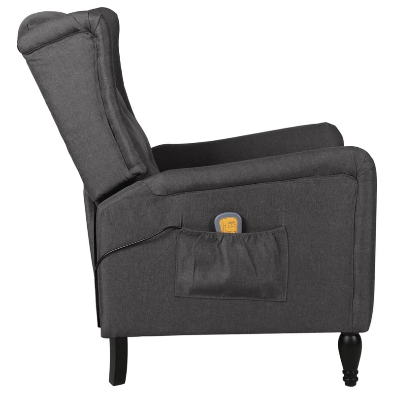 vidaXL Massage Reclining Chair Dark Grey Fabric