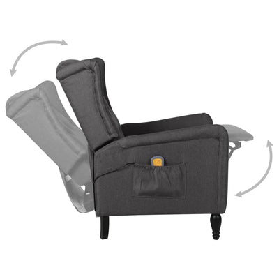 vidaXL Massage Reclining Chair Dark Grey Fabric