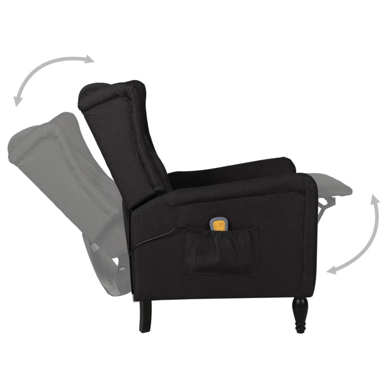 vidaXL Massage Reclining Chair Dark Grey Fabric